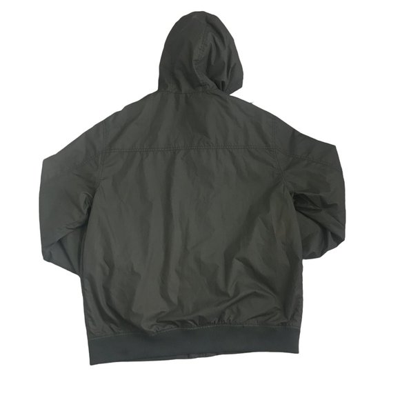 H&M LOGG Hooded Bomber Jacket Coat Green Mens Size Large Drawstring Zip Up - Picture 3 of 8
